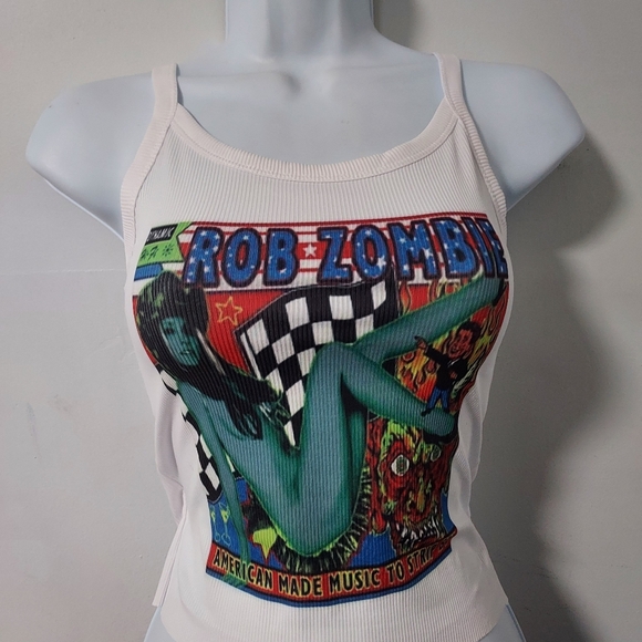 Rob Zombie hand cropped tank top ribbed rob zombie crop top zombie shirt - Picture 3 of 5